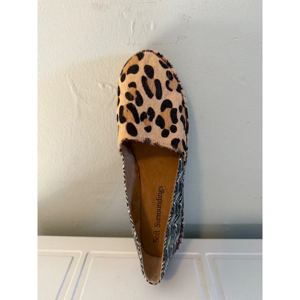 Soft Surroundings Leopard boho Espadrille Flats Tan Black Red whimsi resort y 9M